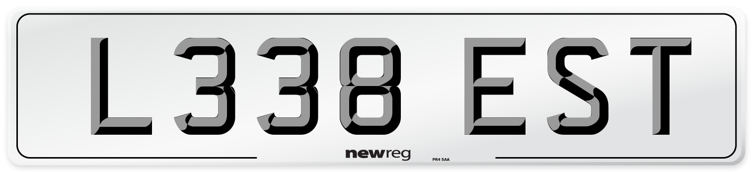 L338 EST Number Plate from New Reg